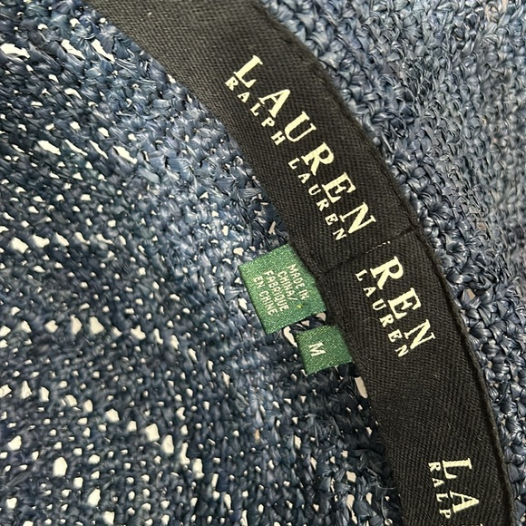 Lauren Ralph Lauren Navy Soft Straw Hat w cream trim size M - Picture 4 of 7